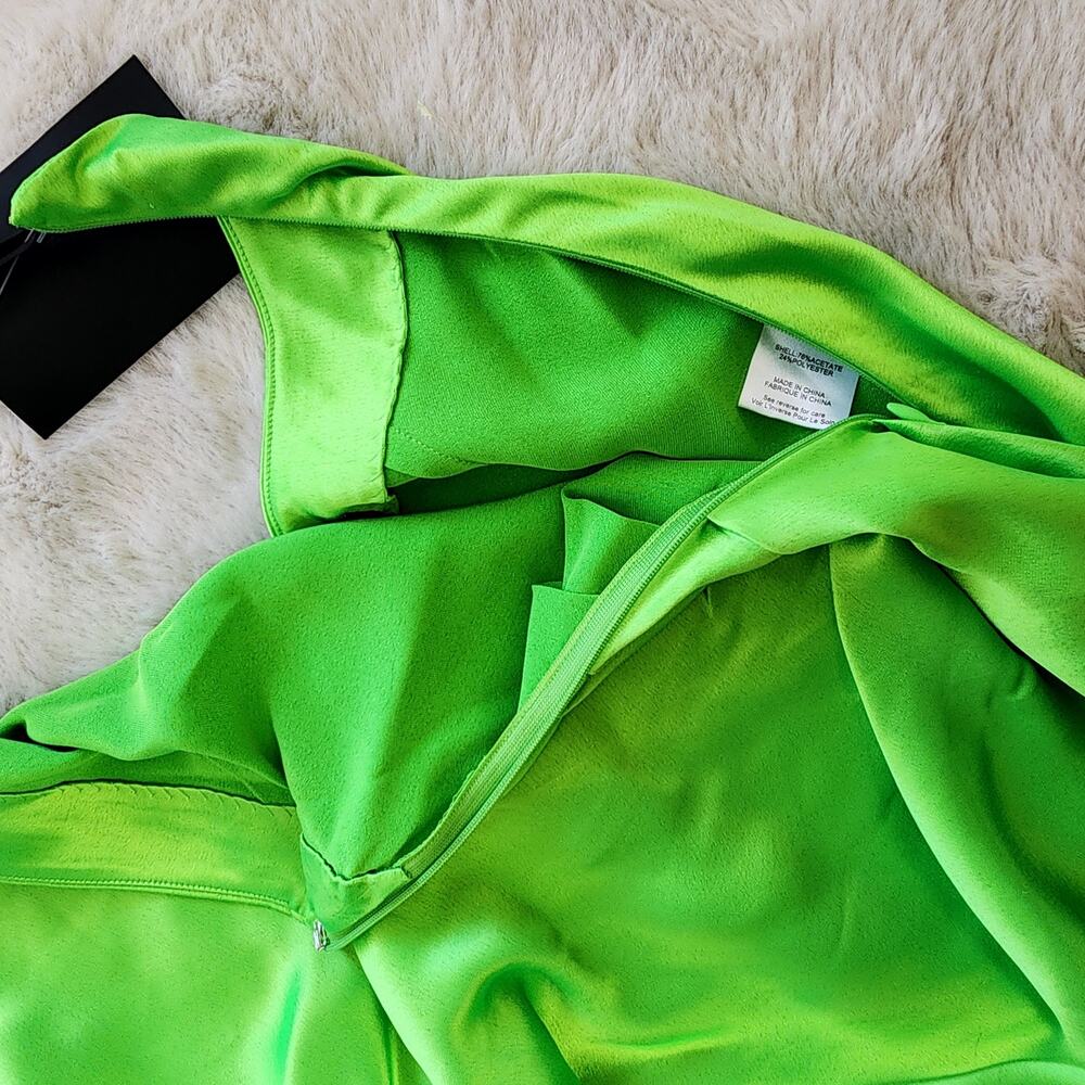 Retrofête Maria Halter Gown Lime Punch Neon Green Rhinestone Neck Maxi NWT - Picture 14 of 16